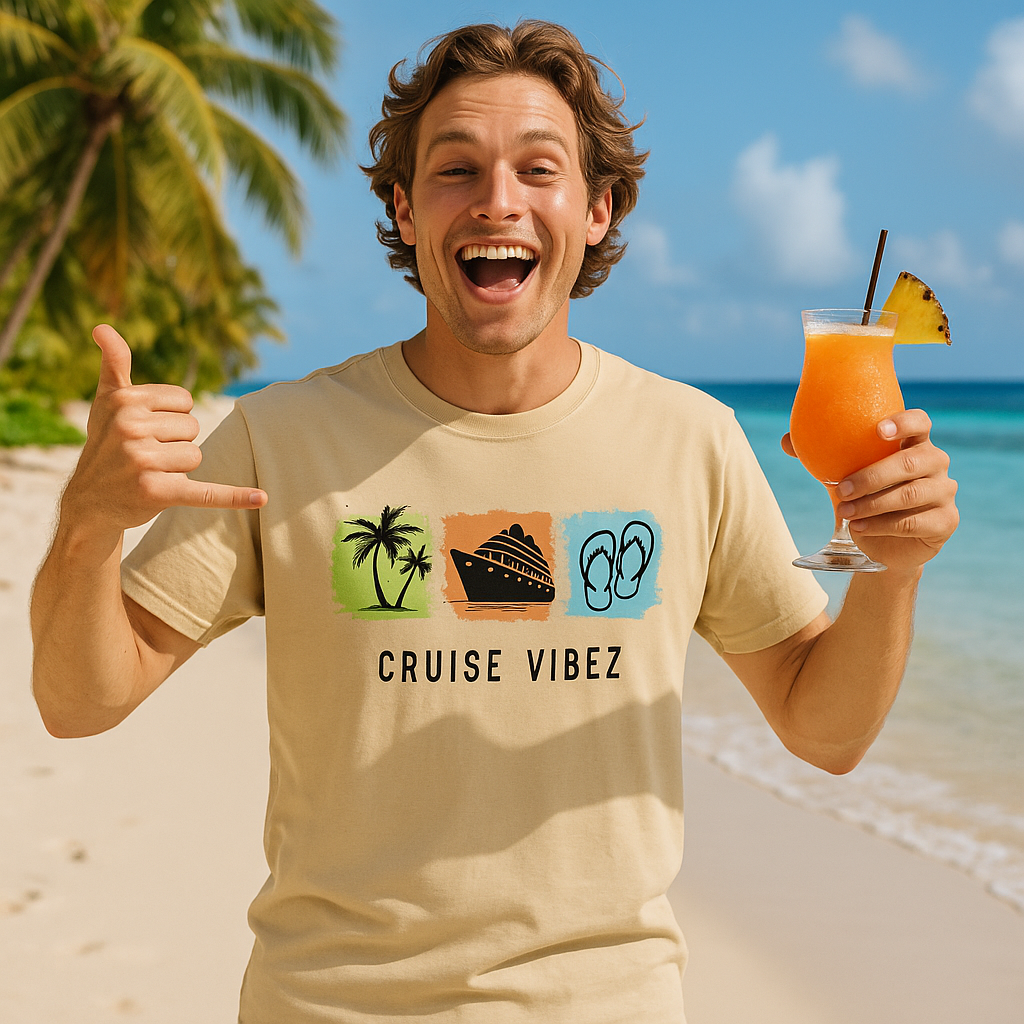 Cruise Vibez Tropical Icons Tee – Beach, Ship & Flip Flops
