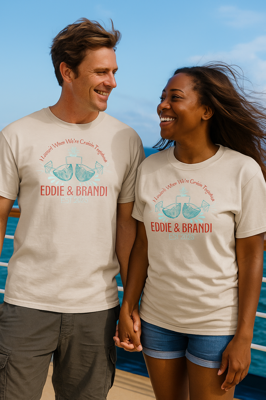 Personalized Couples Cruise Shirt – “Cruisin’ Together” with Custom Names & Year