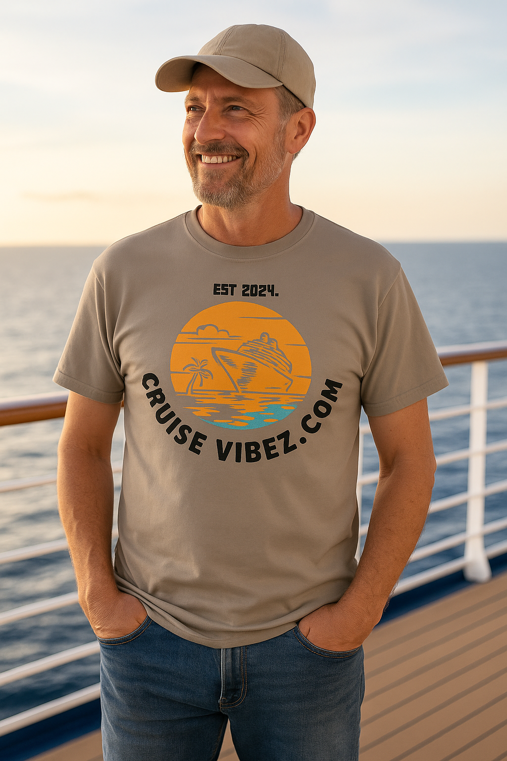 CruiseVibez Sunset Logo Tee – EST. 2024 Cruise Shirt