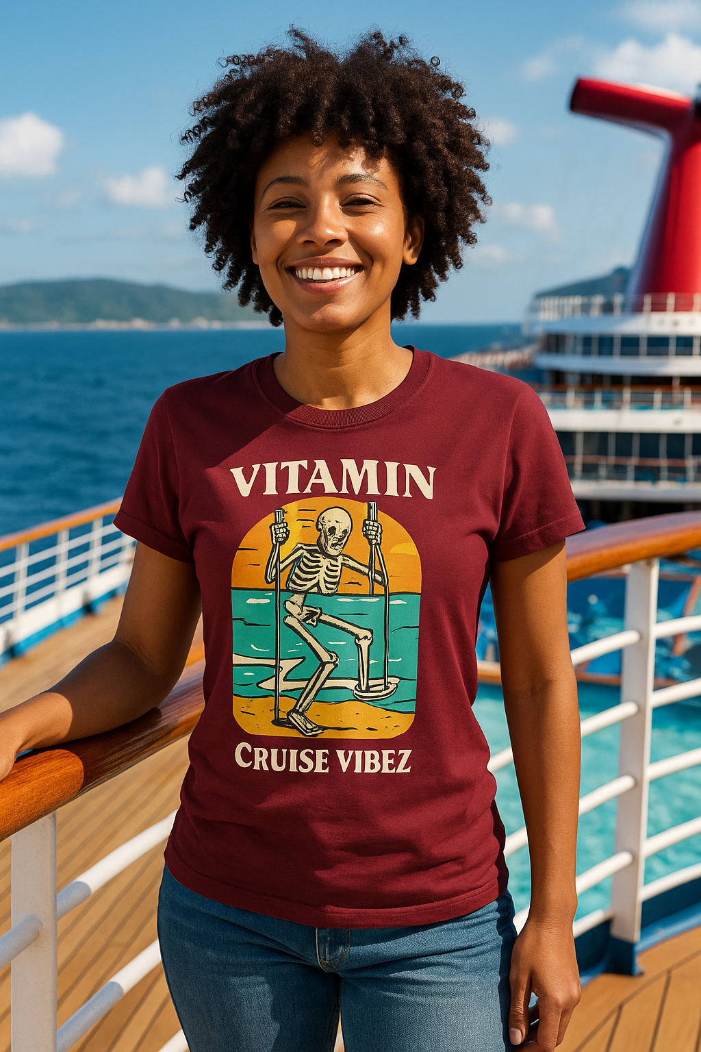 Vitamin Sea Skeleton Tee – Retro Beach Vibes Cruise Shirt