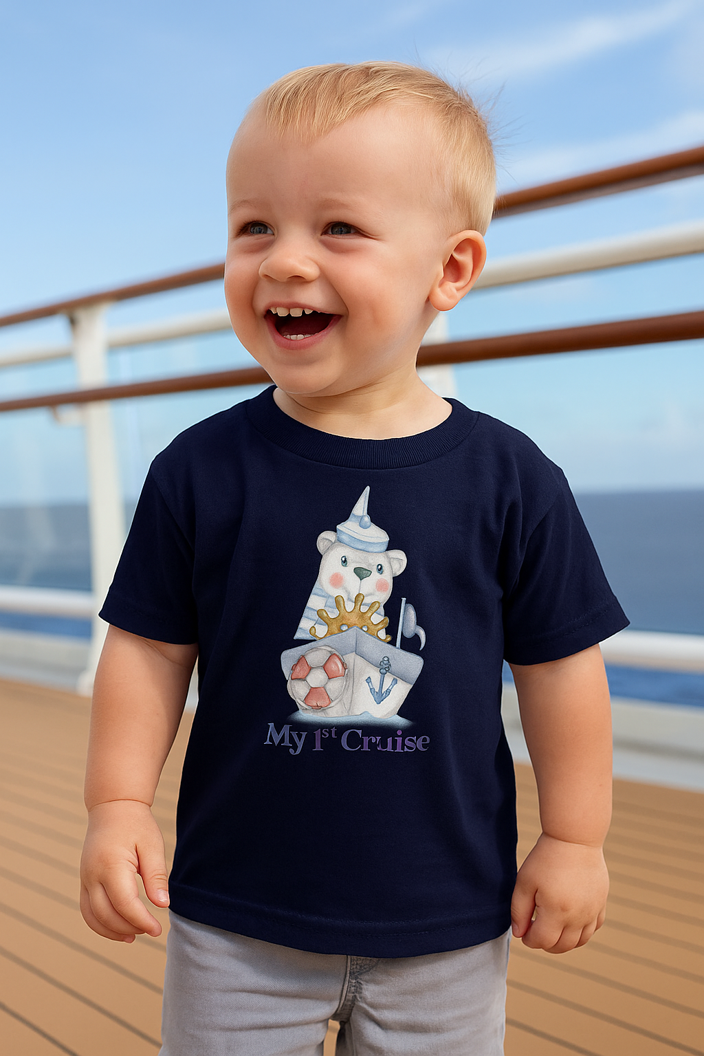 Kids My 1st Cruise Toddler T-Shirt – Cute Polar Bear Nautical Tee
