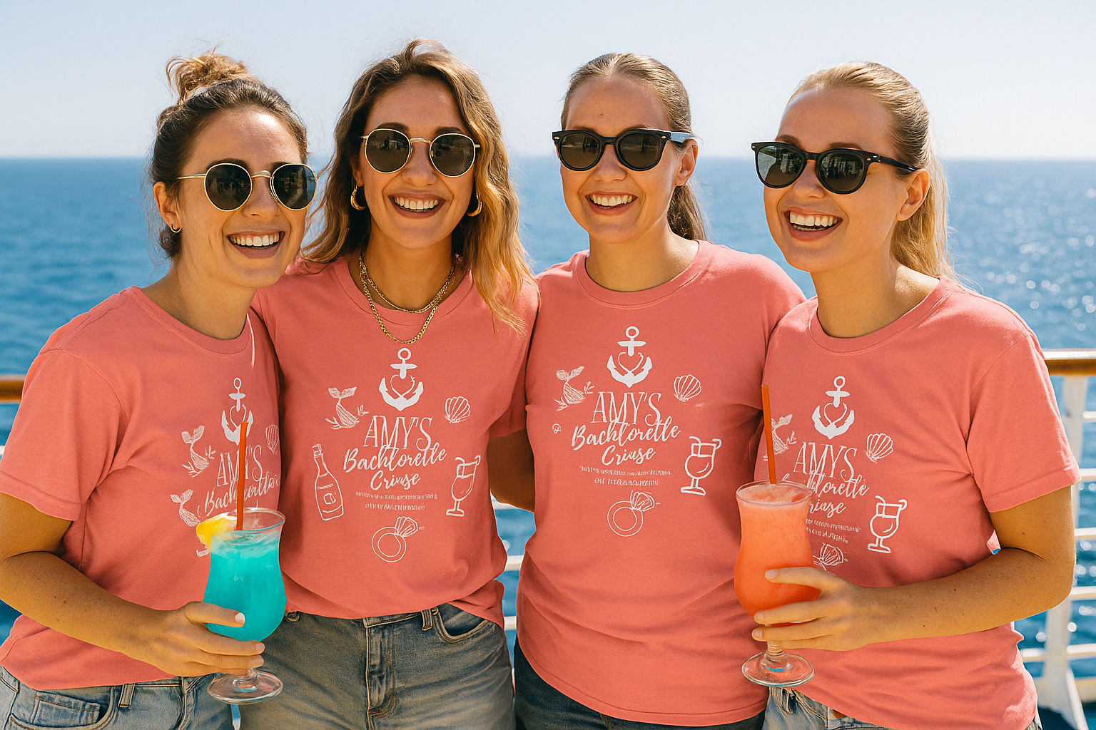 Custom Bachelorette Cruise Shirt | Nautical Bridal Party Tee | Coral Pink