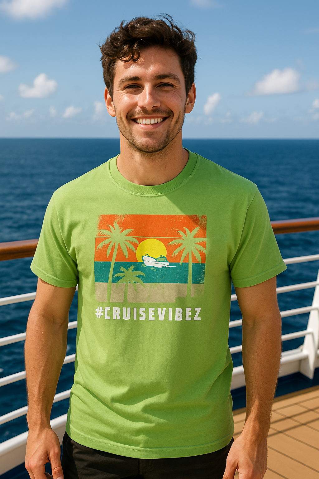 Retro Sunset Palm Unisex Cruise T-Shirt #CruiseVibez