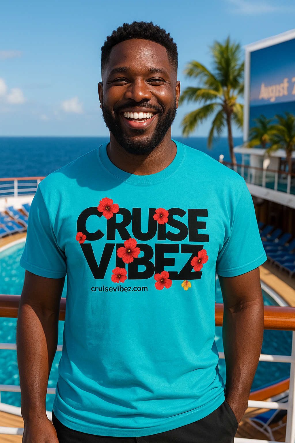 CruiseVibez Hibiscus Floral Logo Unisex Cruise T-Shirt –Tropical Tee