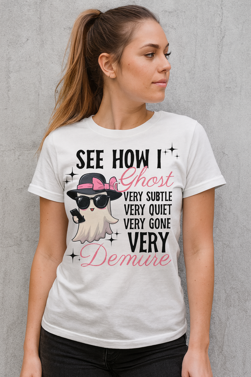 Halloween Ghost Demure Unisex Tee