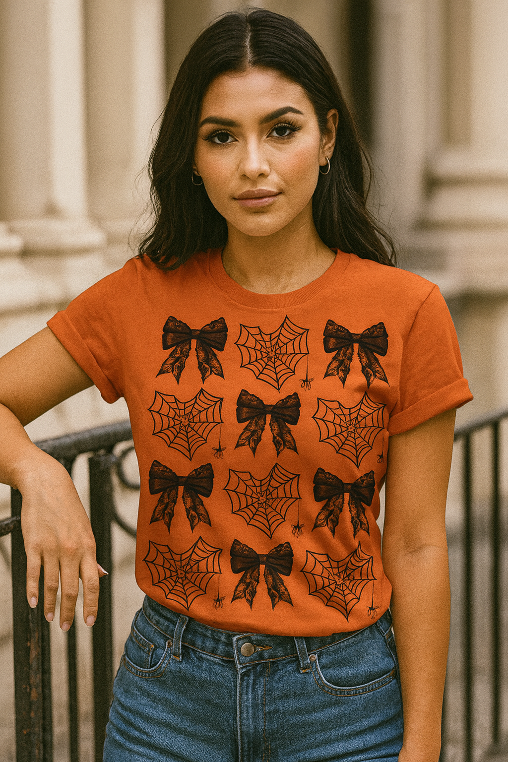Halloween Spider Web Coquette T-Shirt