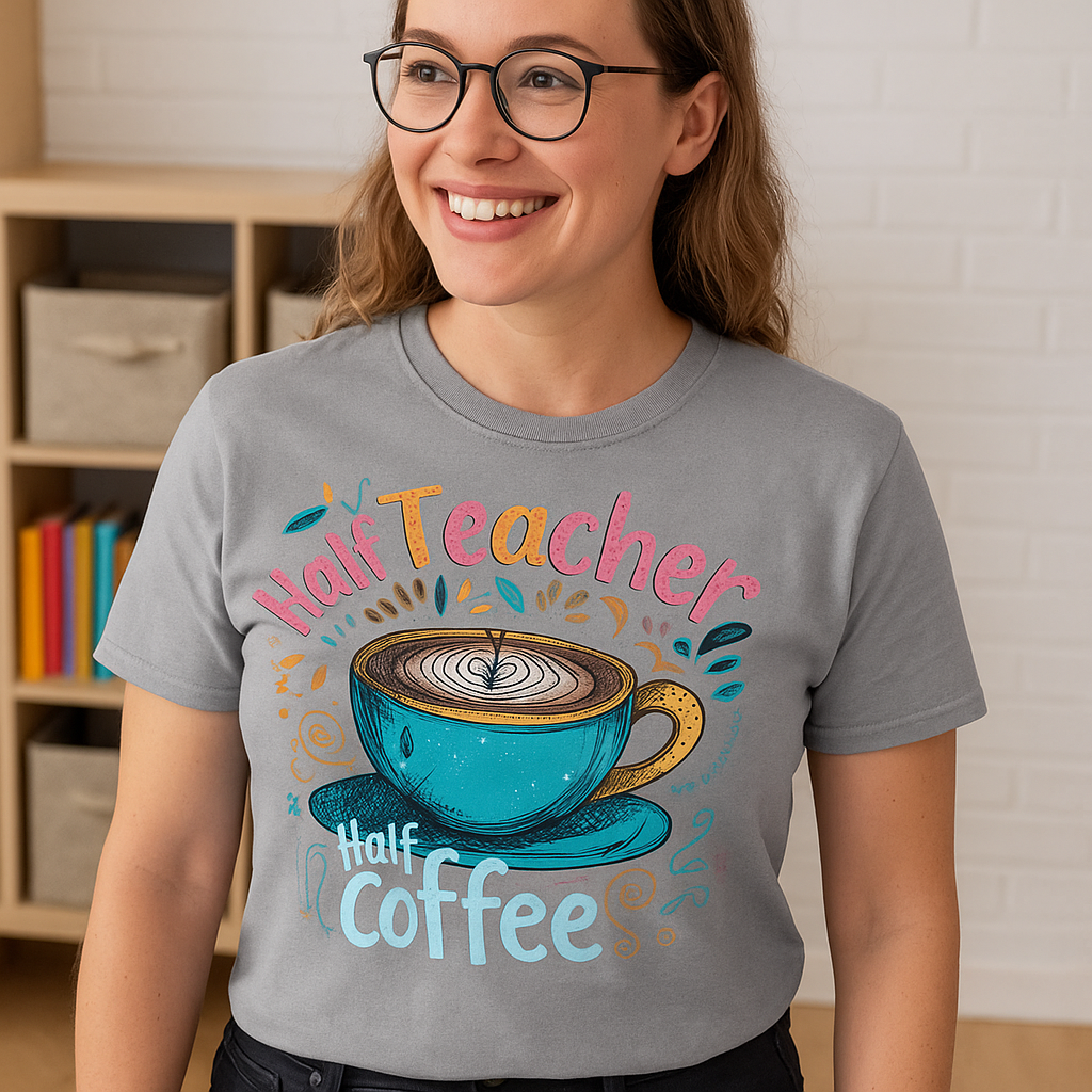 Fall T-Shirt Teacher Half Coffee