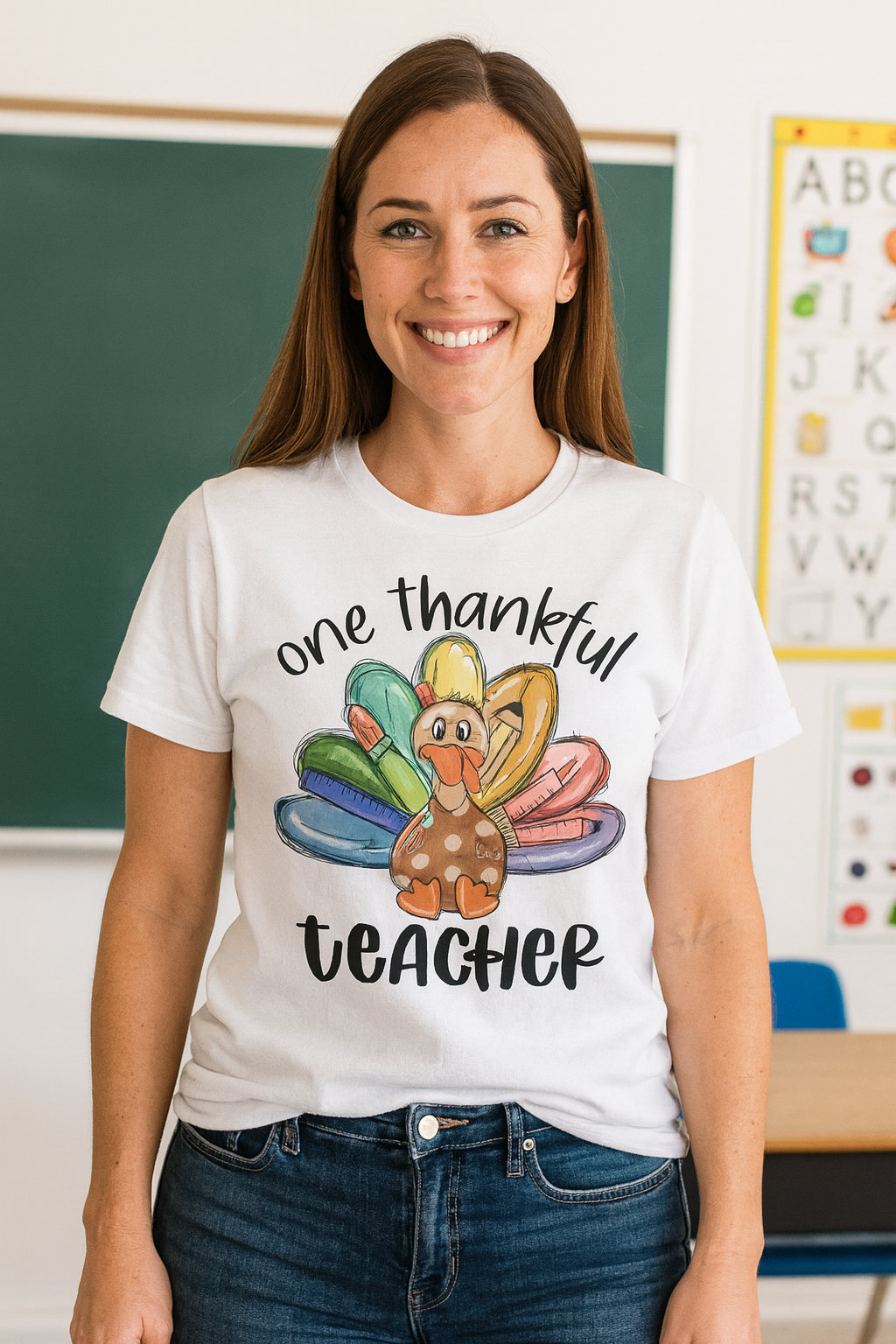 Fall T-Shirt Teacher Thankful Turkey